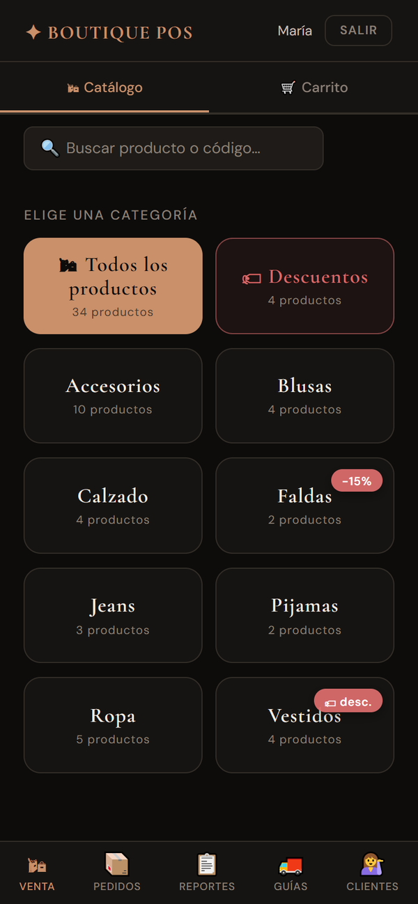 El POS en el celular de una vendedora
